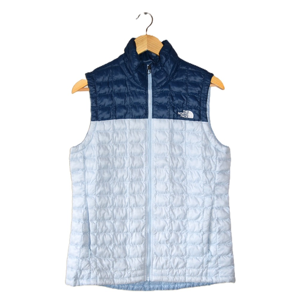 The North Face ThermoBall Eco Puffer Vest Womens M Blue Excellent Quilted Zip